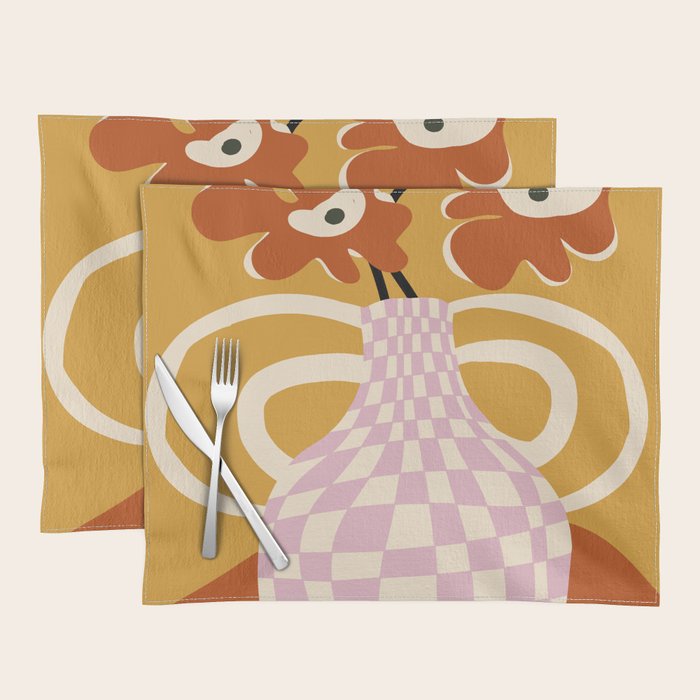 Checkered retro flower pot  Placemat Gallery Image 1