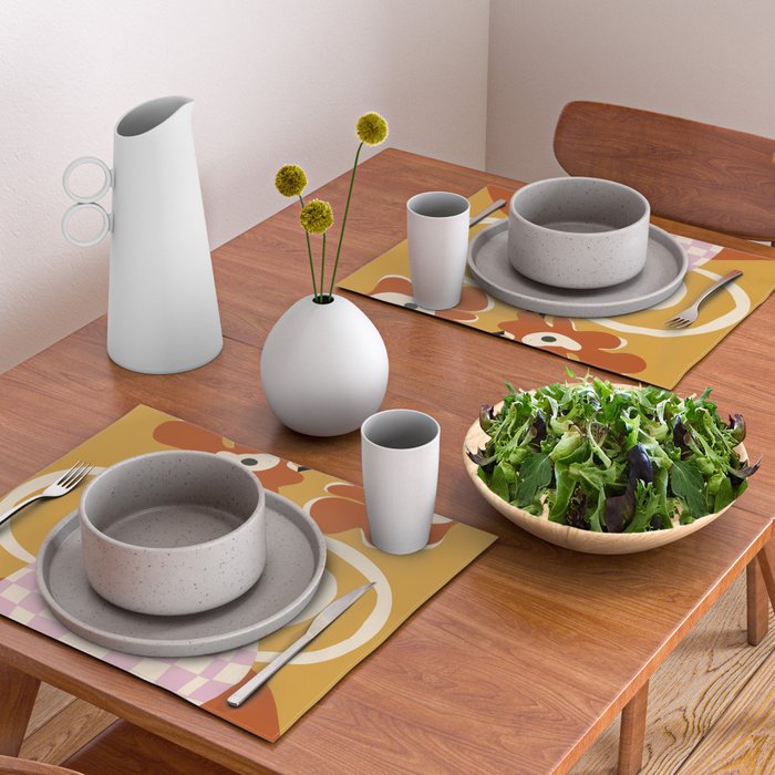 Checkered retro flower pot  Placemat Gallery Image 2