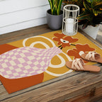 Checkered retro flower pot  Outdoor Rug Gallery Image 2