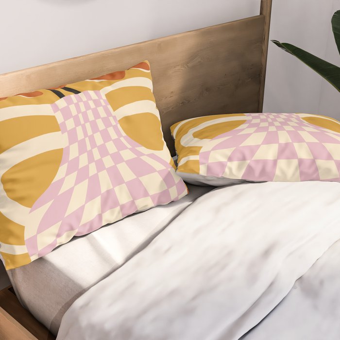 Checkered retro flower pot  Pillow Sham Gallery Image 2