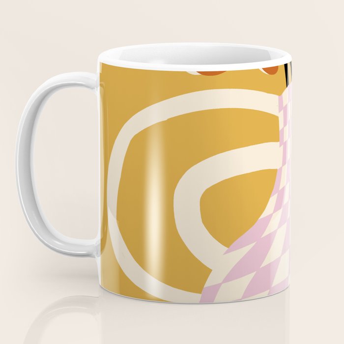 Checkered retro flower pot  Coffee Mug Gallery Image 3