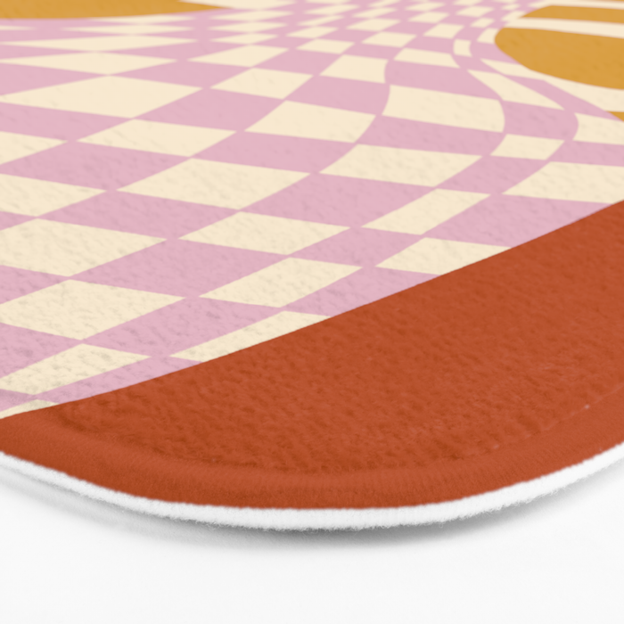 Checkered retro flower pot  Bath Mat Gallery Image 3