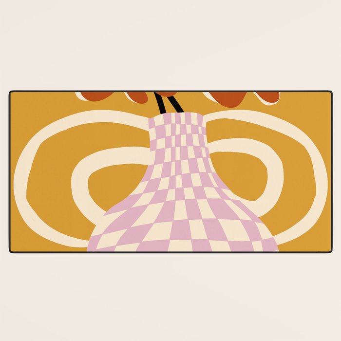 Checkered retro flower pot  Desk Mat Gallery Image 3