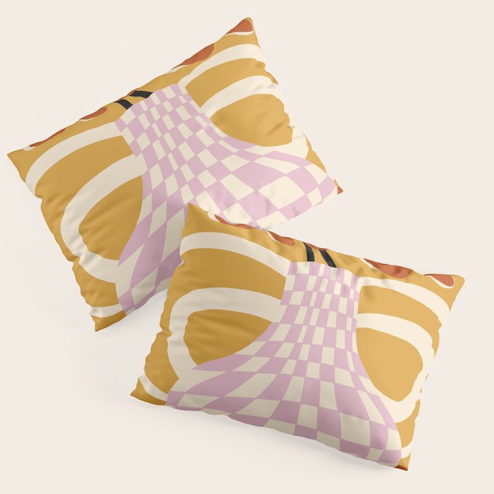 Checkered retro flower pot  Pillow Sham Gallery Image 1