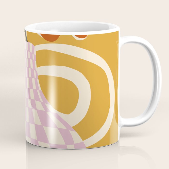 Checkered retro flower pot  Coffee Mug Gallery Image 1
