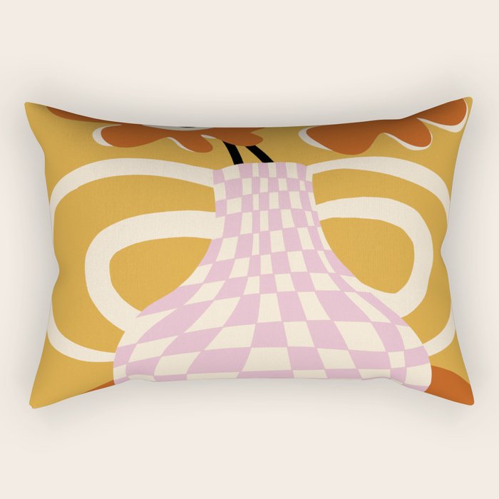 Checkered retro flower pot  Rectangular Pillow Gallery Image 1