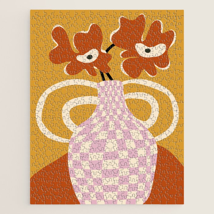 Checkered retro flower pot  Jigsaw Puzzle Gallery Image 1
