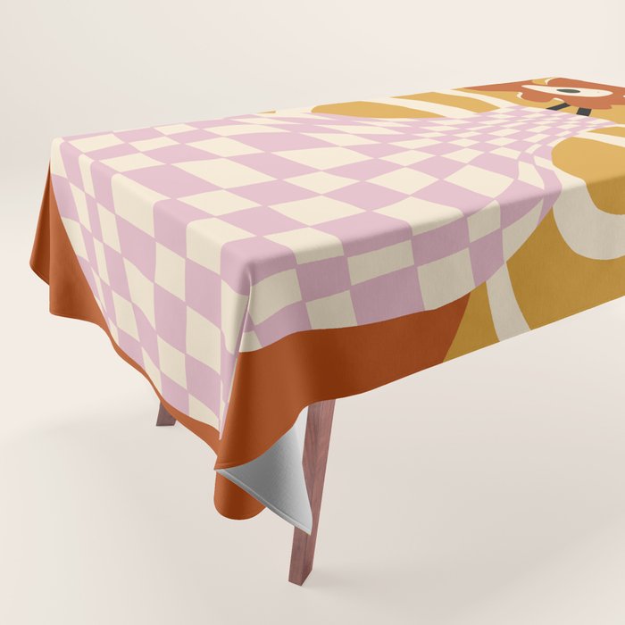 Checkered retro flower pot  Tablecloth Gallery Image 1