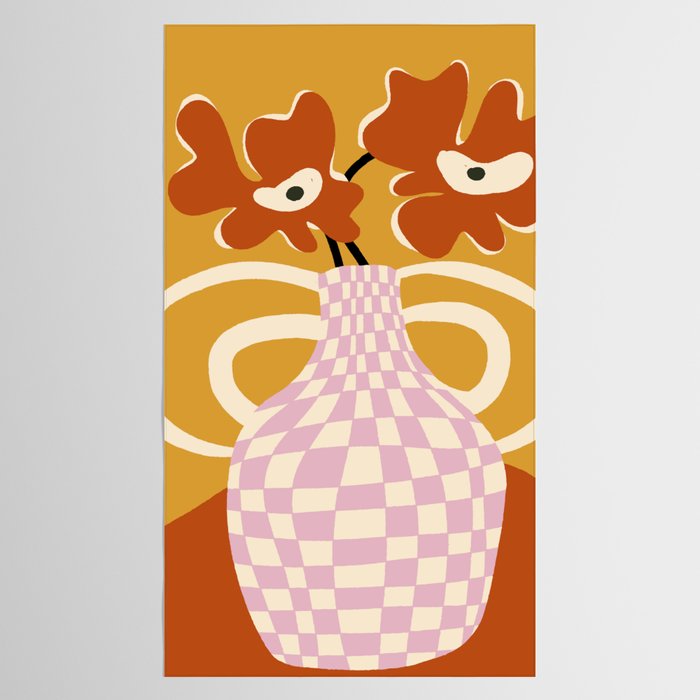 Checkered retro flower pot  Tablecloth Gallery Image 2