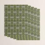 Mid Century Modern Rektangel Geometric Pattern in Vintage Green and Celadon Wrapping Paper Gallery Image 3