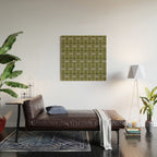 Mid Century Modern Rektangel Geometric Pattern in Vintage Green and Celadon Wood Wall Art Gallery Image 2