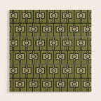 Mid Century Modern Rektangel Geometric Pattern in Vintage Green and Celadon Wood Wall Art Gallery Image 1