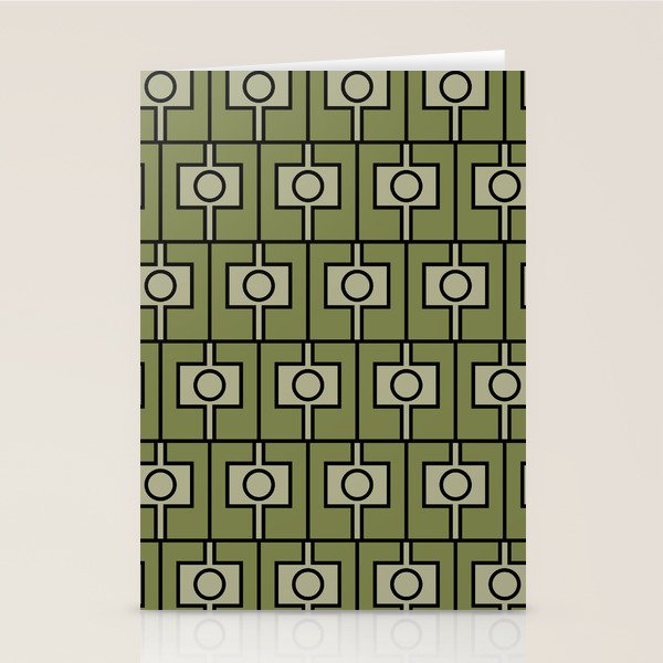 Mid Century Modern Rektangel Geometric Pattern in Vintage Green and Celadon Stationery Card Gallery Image 1