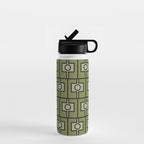 Mid Century Modern Rektangel Geometric Pattern in Vintage Green and Celadon Water Bottle Gallery Image 1