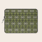 Mid Century Modern Rektangel Geometric Pattern in Vintage Green and Celadon Laptop Sleeve Gallery Image 1