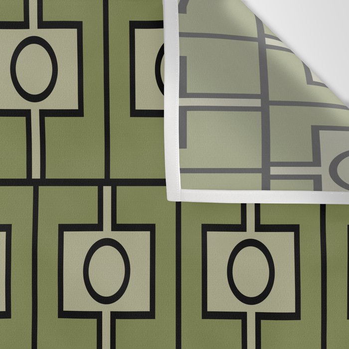Mid Century Modern Rektangel Geometric Pattern in Vintage Green and Celadon Wall Tapestry Gallery Image 3