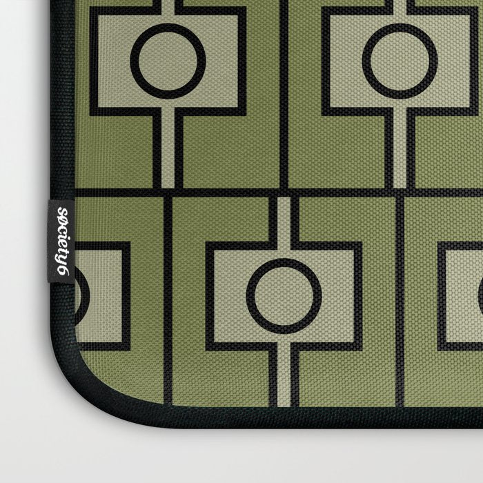 Mid Century Modern Rektangel Geometric Pattern in Vintage Green and Celadon Laptop Sleeve Gallery Image 3
