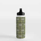 Mid Century Modern Rektangel Geometric Pattern in Vintage Green and Celadon Water Bottle Gallery Image 3