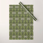 Mid Century Modern Rektangel Geometric Pattern in Vintage Green and Celadon Wrapping Paper Gallery Image 1