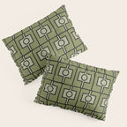 Mid Century Modern Rektangel Geometric Pattern in Vintage Green and Celadon Pillow Sham Gallery Image 3