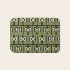 Mid Century Modern Rektangel Geometric Pattern in Vintage Green and Celadon Bath Mat Gallery Image 1
