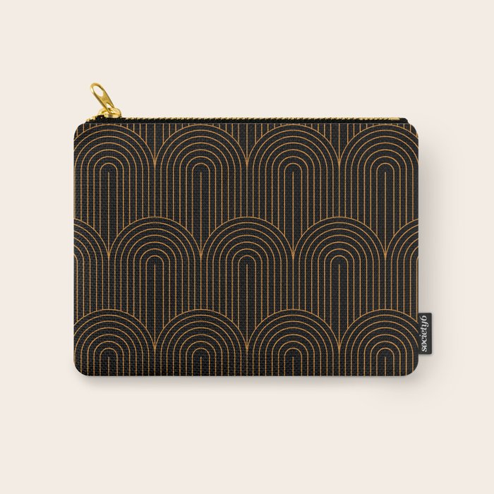 Art Deco Arch Pattern VI Black & Orange Carry All Pouch Gallery Image 1