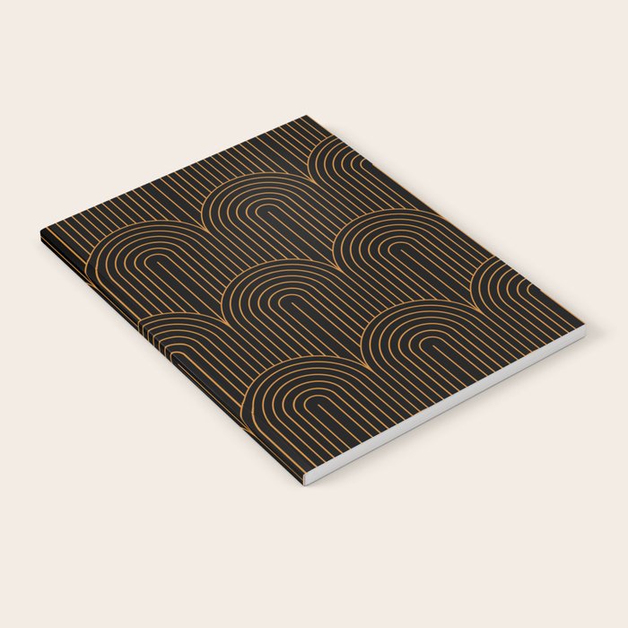 Art Deco Arch Pattern VI Black & Orange Notebook Gallery Image 2