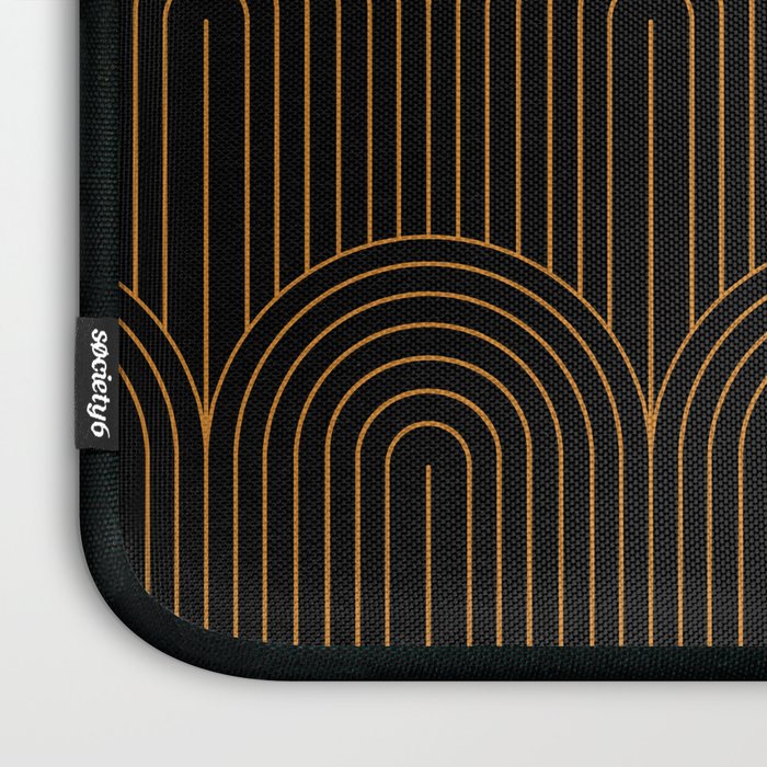 Art Deco Arch Pattern VI Black & Orange Laptop Sleeve Gallery Image 3