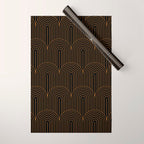 Art Deco Arch Pattern VI Black & Orange Wrapping Paper Gallery Image 1