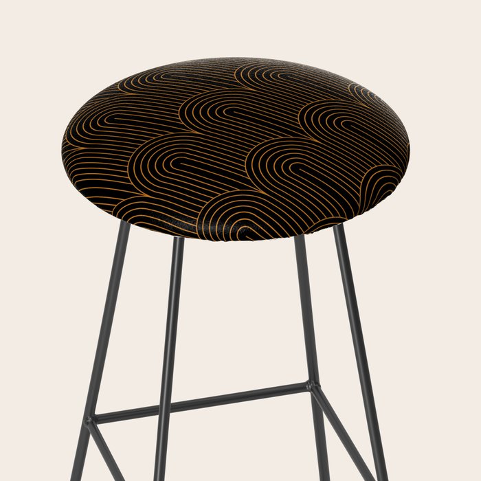 Art Deco Arch Pattern VI Black & Orange Stool Gallery Image 2