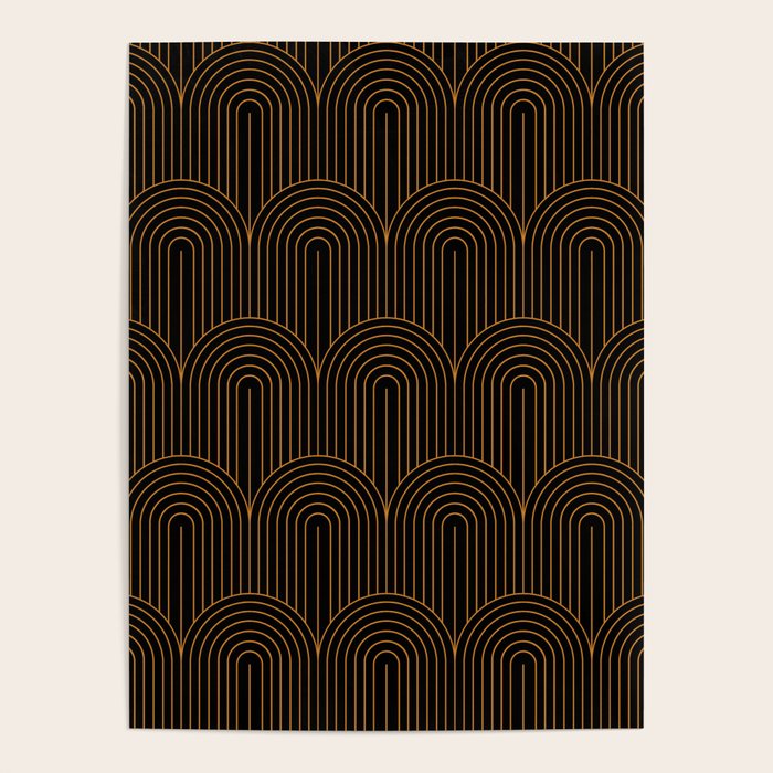 Art Deco Arch Pattern VI Black & Orange Poster Gallery Image 4