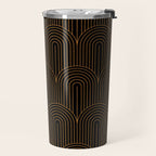 Art Deco Arch Pattern VI Black & Orange Travel Mug Gallery Image 2