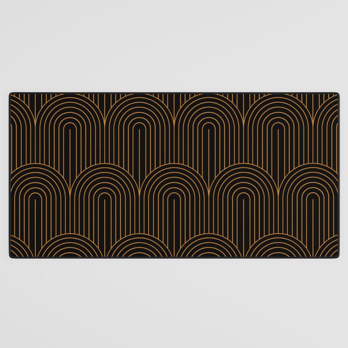 Art Deco Arch Pattern VI Black & Orange Desk Mat Gallery Image 3