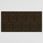 Art Deco Arch Pattern VI Black & Orange Desk Mat Gallery Image 3