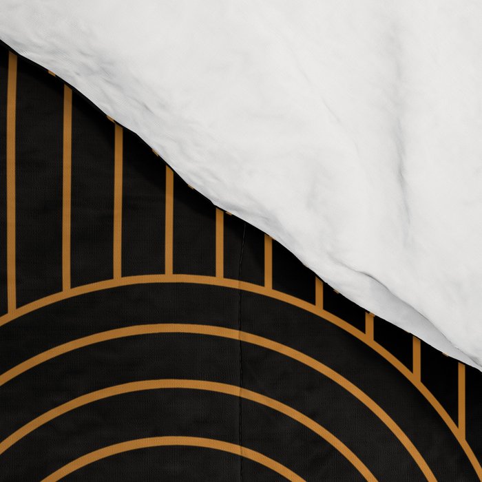 Art Deco Arch Pattern VI Black & Orange Comforter Gallery Image 4