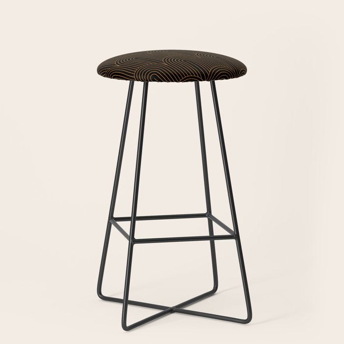 Art Deco Arch Pattern VI Black & Orange Stool Gallery Image 1