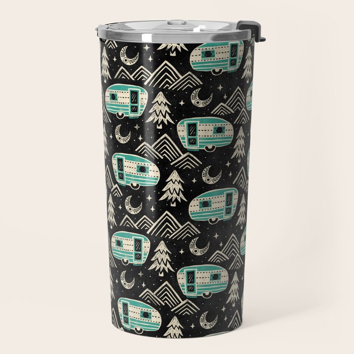 Little Camper - black, cream, and teal Travel Mug Gallery Image 2