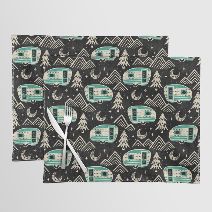 Little Camper - black, cream, and teal Placemat Gallery Image 1
