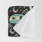 Little Camper - black, cream, and teal Throw Blanket Gallery Image 3