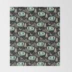 Little Camper - black, cream, and teal Throw Blanket Gallery Image 2