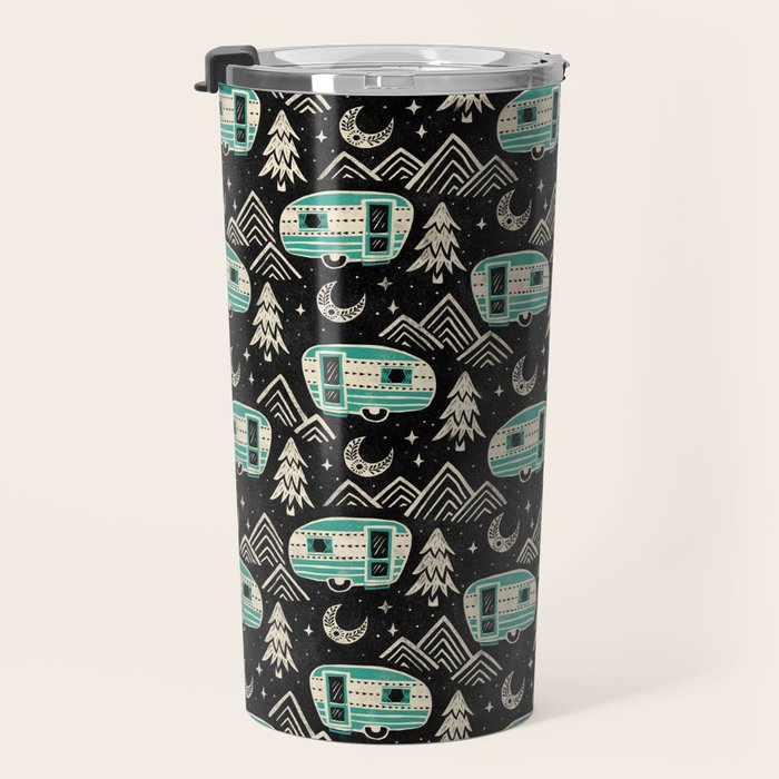 Little Camper - black, cream, and teal Travel Mug Gallery Image 3