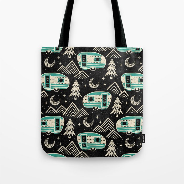Little Camper - black, cream, and teal Tote Bag Gallery Image 1