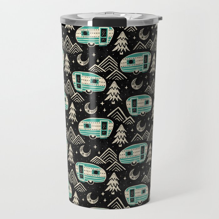 Little Camper - black, cream, and teal Travel Mug Gallery Image 1