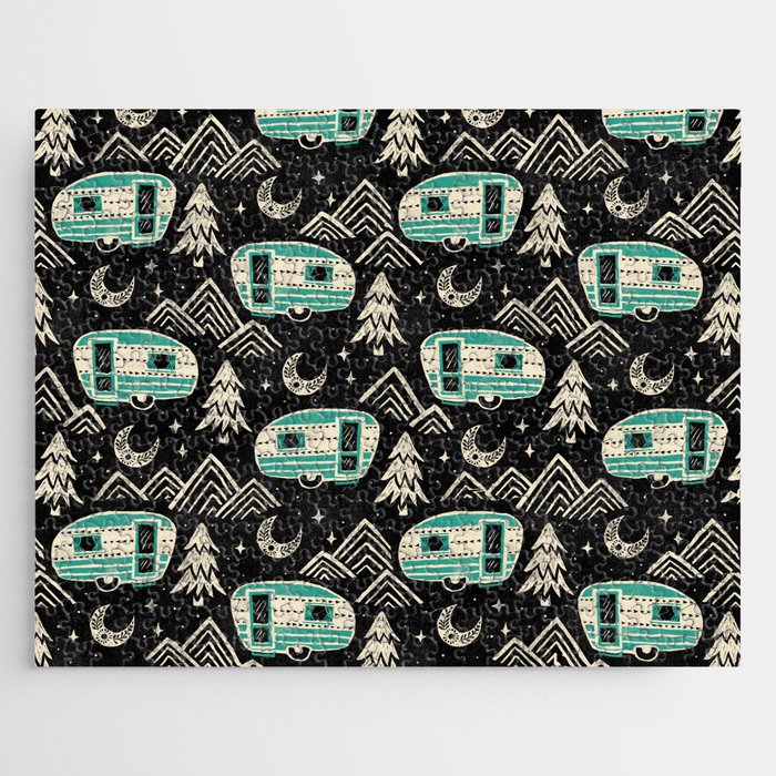 Little Camper - black, cream, and teal Jigsaw Puzzle Gallery Image 1