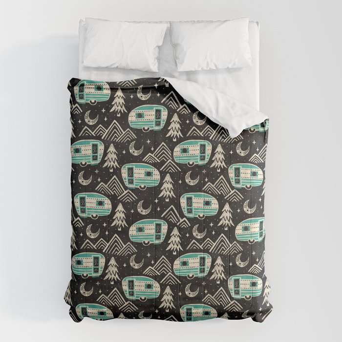 Little Camper - black, cream, and teal Comforter Gallery Image 6