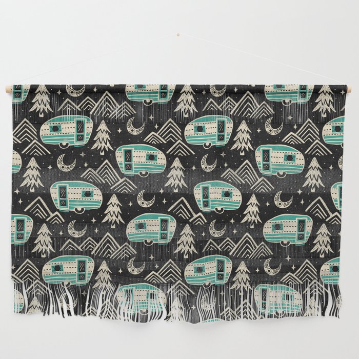 Little Camper - black, cream, and teal Wall Hanging Gallery Image 1
