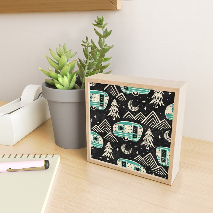 Little Camper - black, cream, and teal Mini Art Print Gallery Image 2