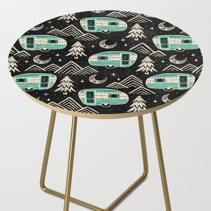 Little Camper - black, cream, and teal Side Table Gallery Image 2