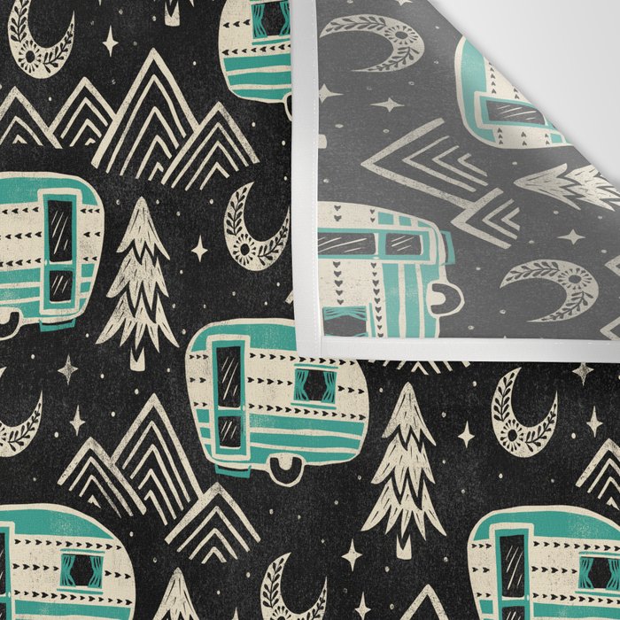Little Camper - black, cream, and teal Wall Tapestry Gallery Image 3