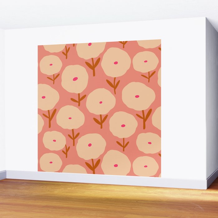 Simple Bold Floral - Fall Colors Wall Mural Gallery Image 2
